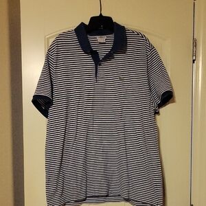 Lacoste Men's Polo Shirt - Black and White Stripes. Size 9